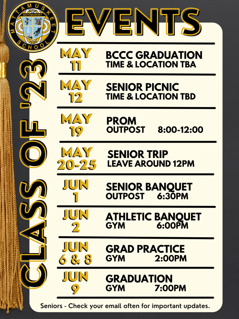 Senior Events Coming up!